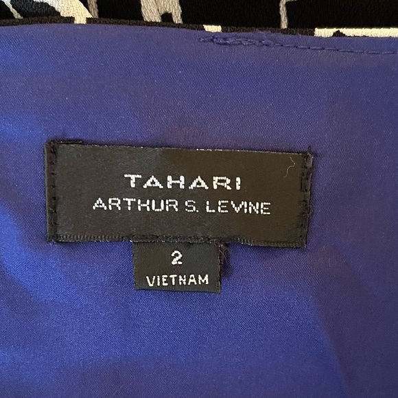 Tahari ASL Black and White Animal Print 3/4 Sleeve Sheath Dress 2 - Picture 10 of 11